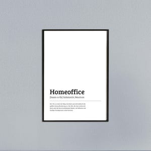 Typoplakat Definition Homeoffice // Schwarzweiß // Wandkunst