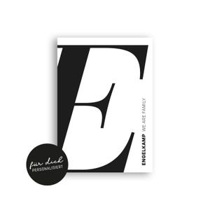 Plakat Familienname Anfangsbuchstabe // personalisiert // schwarzweiß