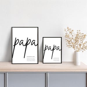 Typoplakat Definition Papa // Schwarzweiß // Wandkunst // Digitaler Download