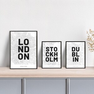 Plakat Stadtplan // Amsterdam // Barcelona // Dublin // London // Madrid // Oslo // Paris // Rom // Stockholm // Städte Europa // weiß