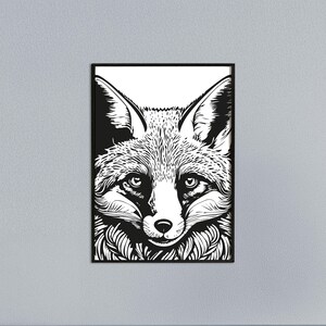 Tierplakat Fuchs // Schwarzweiß // Wandkunst // Illustration // Scribble