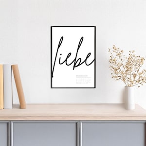 Typoplakat Definition Liebe // Schwarzweiß // Wandkunst
