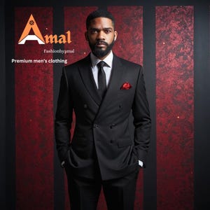 FASHIONBYAMAL, black double breasted 2 piece suit for men Engagement suit, Anniversary Suit, Gift for Boyfriend , Groomsmen suit,Party suits
