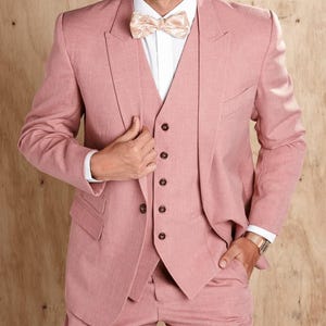 FASHIONBYAMAL , Pink 3 Piece suit Men&#39;s Blazer. for men, party wear, grooms men suit, outfit wedding prom bespoke, Parties Groomsmen Suit,
