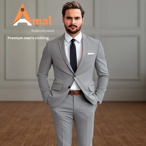 FASHIONBYAMAL, suit for men,gray 2 piece suit for men Engagement suit, Anniversary Suit, Gift for Boyfriend , Groomsmen suit, slim fit