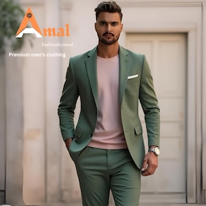 Sage Green Two-Piece Suit: Slim Fit Wedding Suit