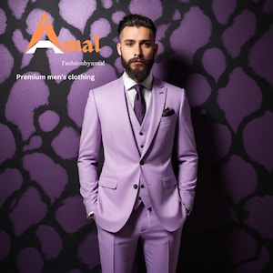 FASHIONBYAMAL, Purple suit for men, party wear, groomsmen suit, outfit wedding prom bespoke, men official suit dinner suit fit suits