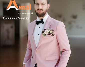 Terno masculino slim fit rosa bebê: casamento, aniversário, padrinhos