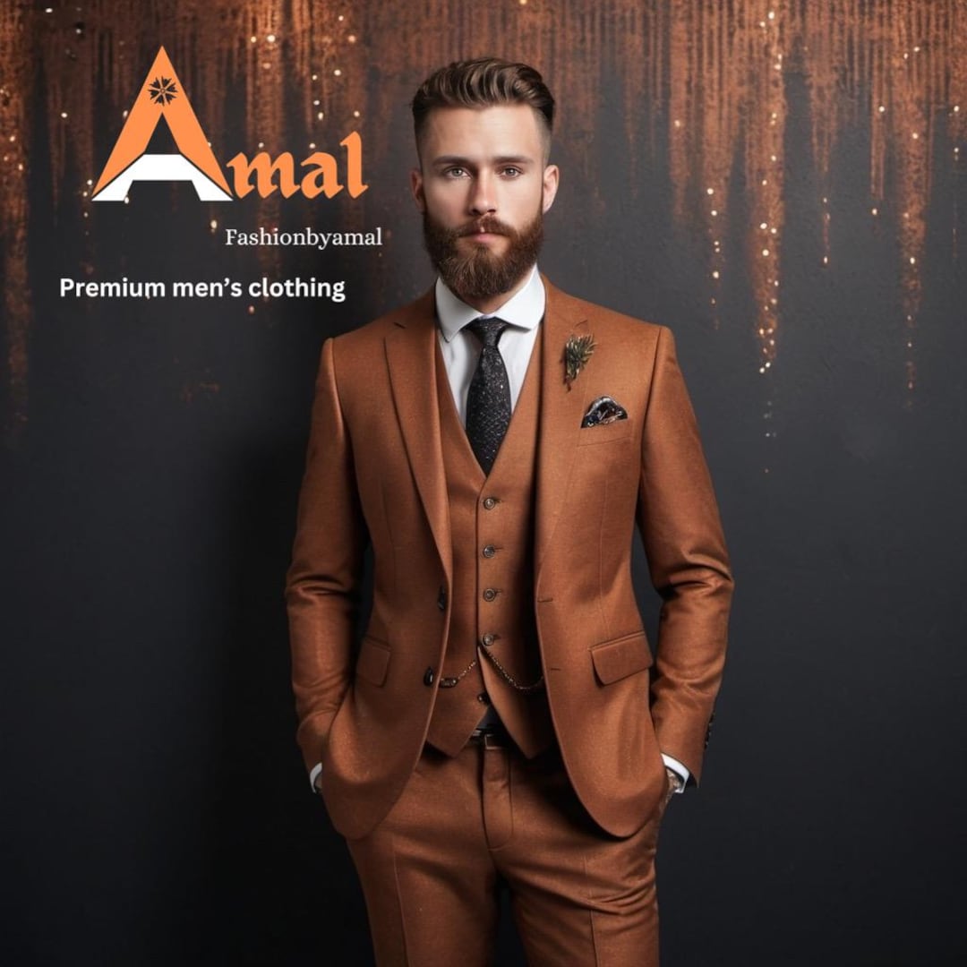 FASHIONBYAMAL, Rust Terracotta Suit for Men, Party Wear, Groomsmen Suit ...