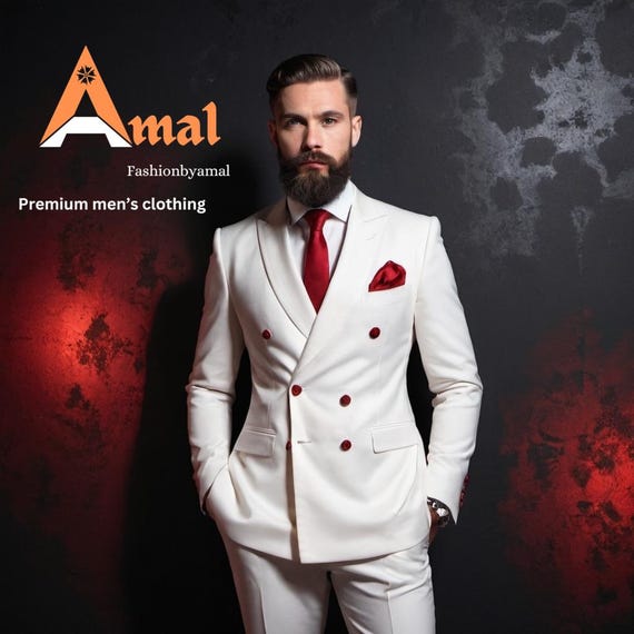 ホワイト ダブルブレストスーツ ホワイトダブルブレストスーツ：メンズ2ピースアニバーサリースーツ