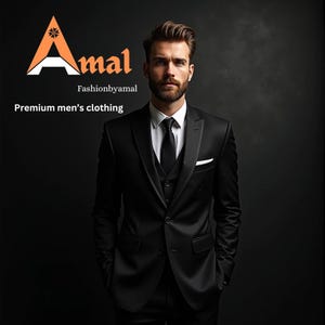 FASHIONBYAMAL 3-teiliger schwarzer Frack für Männer 3 Stück, zweiteiliger Herrenanzug, zweiteiliger Herrenanzug, zweiteiliger schwarzer Frack
