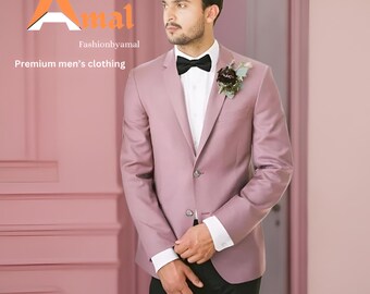 Terno masculino Dusty Rose: terno de casamento slim fit de duas peças