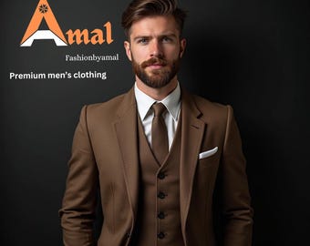 男性用クラシックブラウンスリーピーススーツ - 結婚式、婚約、記念日