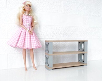 Miniature Mid-Century Modern Breeze Blocks Bookshelf Circle1:6 Scale Dollhouse Furniture