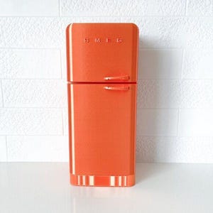 Miniature Refrigerator - Orange - 1:6 Scale - 12&quot; Fashion Dolls - Dollhouse - Kitchen Furniture
