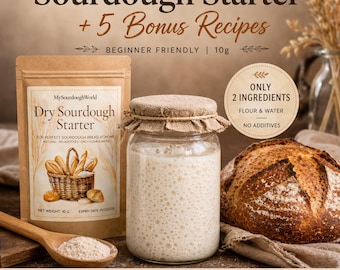 Sourdough Starter (10g) + 5 Bonus Recipes | Dehydrated Starter | Beginner Friendly | Made in Canada | MySourdoughWorld