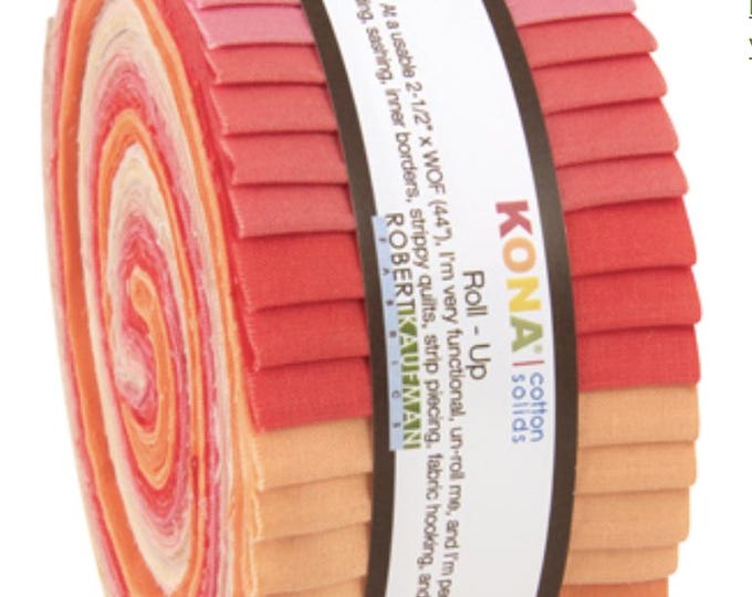 Rotolo Di Tessuto Jelly Roll Robert Kaufman Kona Cotton - Colore Blushing Per Quilting E Patchwork - 5