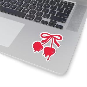Cherry Cute Kiss-Cut Stickers, Aesthetic Decorative Laptop Stickers, Gift for Fruit Lovers, Retro Cherry Design, Cute Cherry Decor