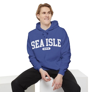 Sea Isle City Hoodie, Relaxed Fit, Comfortable Sweatshirt for Casual Wear, Beach Vacation, Gift Idea, Cozy Style
