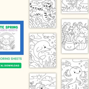 14 Cute Spring Coloring Sheets Bundle – Printable Coloring Pages | A4 and Square PDF | Perfect for Kids and Adults | Instant Download