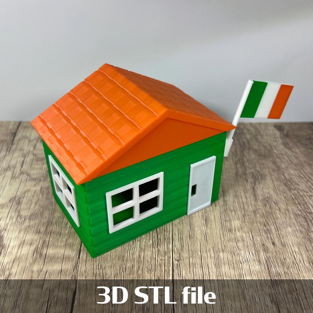 3D Printed Ireland House Gift Box: Magnetic Roof, Business Card Holder ...