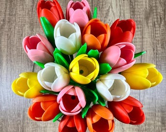 3D Printed 17-Tulip Bouquet, Modern Home Decor, Housewarming, Mother's Day Gift, Bouquet of Flowers, Bouquet of Tulips, Multiple Colors