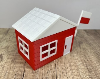 3D Printed Poland-Themed House Gift Box with Polish Flag, Magnetic Roof, Real Estate, Housewarming Gift, Business Card Holder