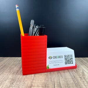 3D Printed Desk and Office Organizer, Pencil, Pen Cup and Business Card Holder, Modern Home and Office Decor, Multiple Colors