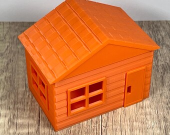 3D Printed Orange House Gift Box: Magnetic Roof, Business Card Holder