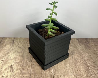 3D Printed Plant Pot with Drip Tray: Modern PLA Planter