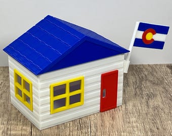 3D Printed Colorado House Gift Box with Flag, Mix and Match Colors, Magnetic Roof, Real Estate, Housewarming Gift, Business Card Holder