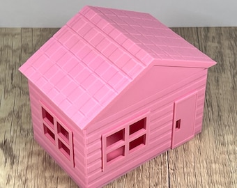 3D Printed Pink House Business Card Holder with Magnetic Roof