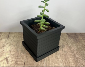3D Printed Plant Pots with Drip Trays: Modern PLA Planter, Set of 3 (Small, Medium and Large), STL File Digital Download