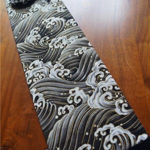 Bolsa Seigaiha Shinai negra / Bolsa de dojo con estampado de olas japonesas / Bolsa de dojo hecha a mano / Tela japonesa importada