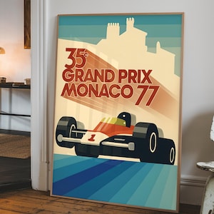 Monaco Grand Prix Poster – Vintage F1 Wall Art Print – Retro Formula 1 Racing Decor – Classic Motorsport Artwork – Gift for F1 Fans