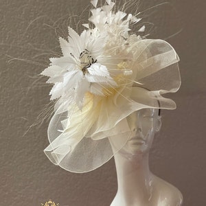 Kentucky Derby Hat Fascinator, Statement Bridal Fascinator, Bridal Hat, Vanilla Cream Easter Hat Del Mar Hat, Royal Ascot Hat, Breeders&#39; Cup