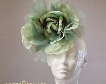 Kentucky Derby Fascinator, Salie Seafoam Green Cocktail Hat, Moss Green Rose Flower, Del Mar Races, Royal Ascot Fascinator, Melbourne Cup,