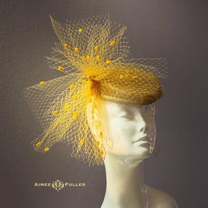Kentucky Derby Hat Fascinator, Yellow Golden Gold Fascinator, Mustard High Tea Hat, Autumn Fascinator, Fall Fascinator, Breeders' Cup Hat