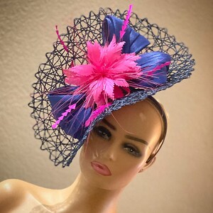Aimee Fuller Kentucky Derby Hat Hot Pink Blue Hat Derby - Etsy