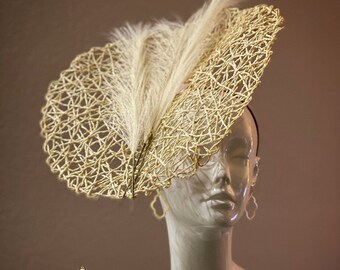 Kentucky Derby Hat Fascinator, off White Cream Royal Ascot  display picture 2