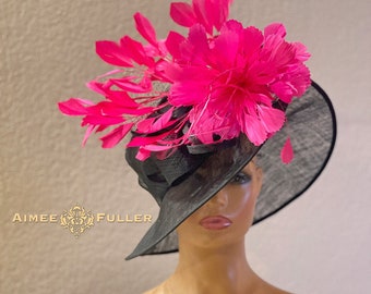 Hot Pink Kentucky Derby Fascinator, Shocking Pink Fuchsia Royal Ascot
