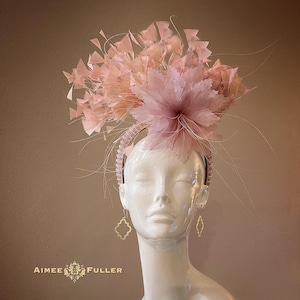 Kentucky Derby Hat Fascinator, Kentucky Oaks Fascinator, Pink Feather Headband Fascinator, Sparkling High Tea Hat, Royal Ascot Hat, Del Mar