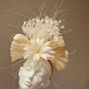Kentucky Derby Hat Fascinator, Royal Ascot Hat, Vanilla Taffy Like Silk, Ivory Off White Cream Bridal Hat, Easter, Del Mar Melbourne Cup
