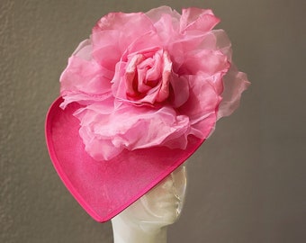 Kentucky Derby Fascinator Hat, Bubble Gum Hot Pink Rose Silk, Bridal Hat, Del Mar Races Hat, Royal Ascot Hat, Breeders Cup Hat, High Tea Hat