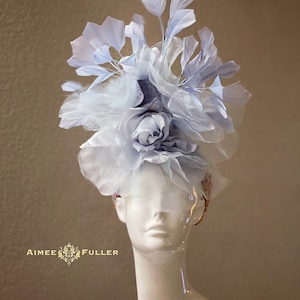 Kentucky Derby Hat, Powder Blue Bridal Fascinator, Periwinkle Blue Silk Rose Flower Royal Ascot Fascinator, Melbourne Cup Hat, Easter Hat