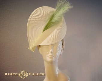 Kentucky Derby Hat Fascinator, Fresh White Lime Mint Green Hat, Royal Ascot Hat Fascinator, Bridal Hat, Melbourne Cup Del Mar Hat Easter Hat