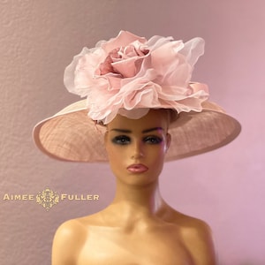 Kentucky Derby Hat, Kentucky Oaks Hat, Pink White Rose Hat, Royal Ascot Hat, High Tea, Easter Hat, Del Mar Races Hat Contest, Melbourne Cup
