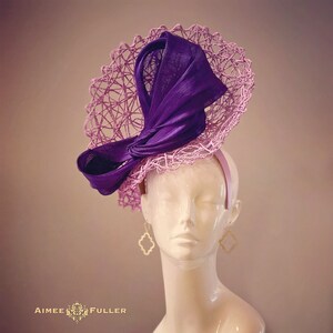 Kentucky Derby Hut Fascinator, Lavendel Hut, Lila Hut, Seiden Federn Kopfschmuck Del Mar Hut, Flieder Royal Ascot Hut, Lila Breeders Cup Hut