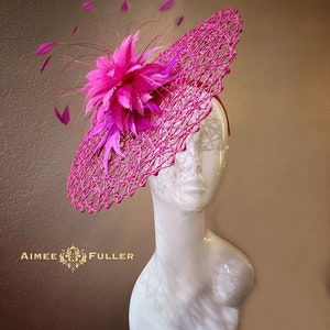 Kentucky Derby Hat, Fuchsia Hot Pink Fascinator, Hat Del Mar Races Hat, Easter Hat, Melbourne Cup Royal Ascot Hat, Weddings, Pink Bridal Hat