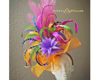 Kentucky Derby Hat Fascinator, Hot Pink Fuchsia Shocking  display picture 3